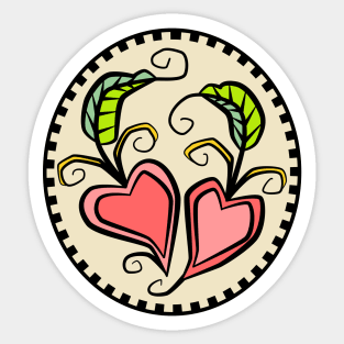 Folk Art Garden Hearts Sticker